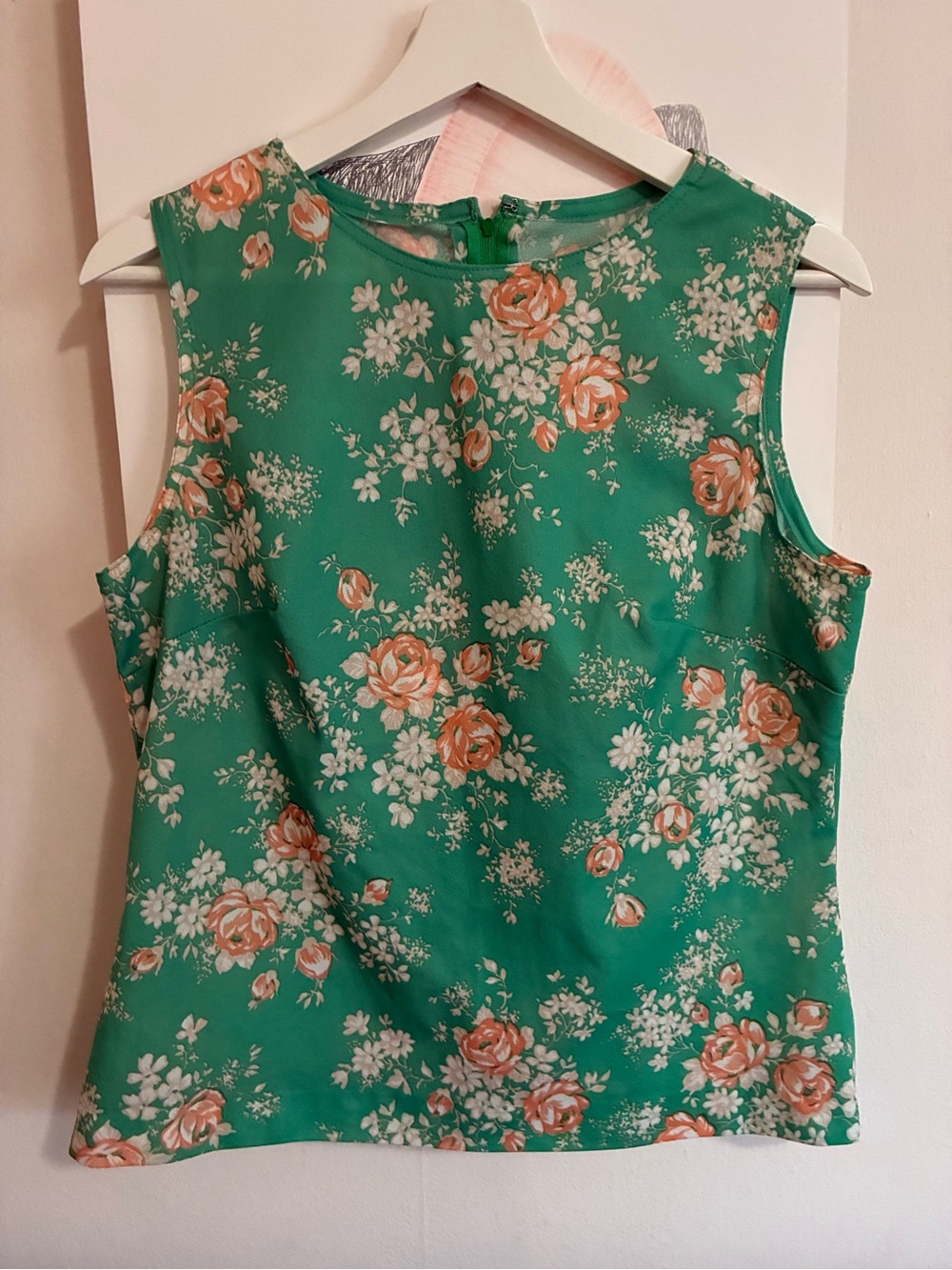 Vintage Sea Foam Green Floral Sleeveless Camisole